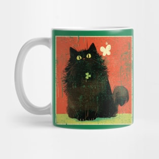 Hand Drawn Black cat St . Patrick's Day Mug